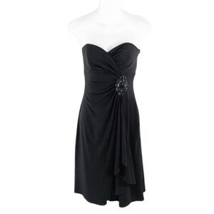 NWT WHBM black jersey jewel pleat strapless dress C.C29